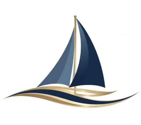 Rising Sails logo — navy sailboat with gold wave, representing forward momentum and growth in therapy for executives and professionals
